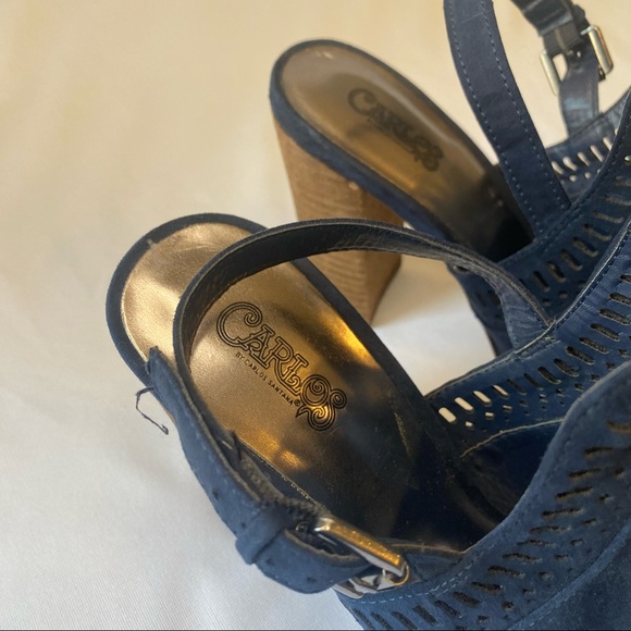 Carlos Santana - Navy Suede Chunky Heel Sandal - Sz: 9 - Picture 8 of 10